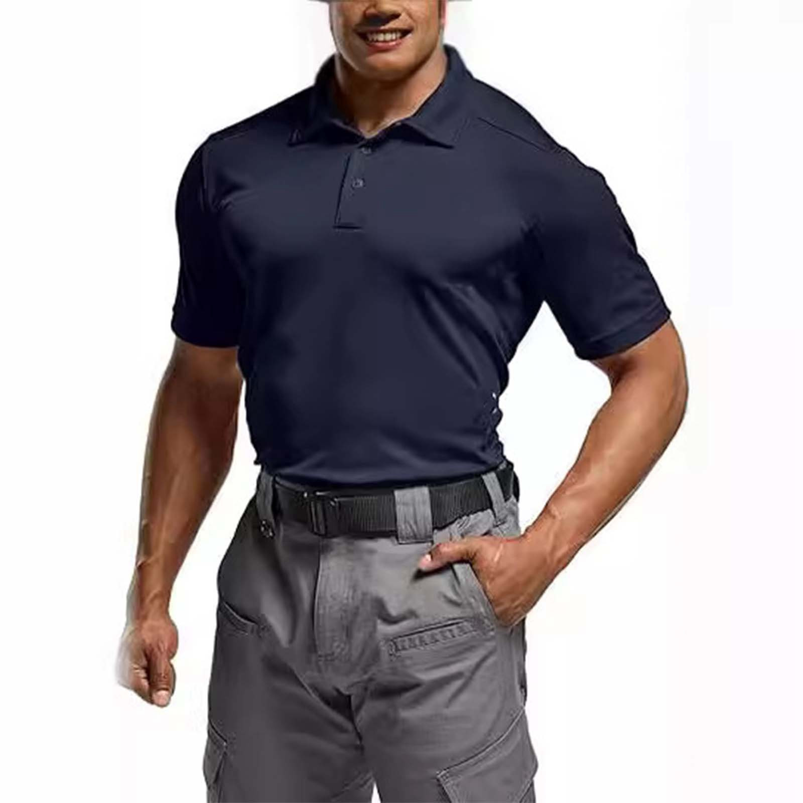 thumbnail image 5 of Camiseta de manga corta lisa con solapa para hombre: camiseta informal transpirable, estilo deportivo, combina con leggings/vaqueros, tallas S-XXXL., 5 of 6